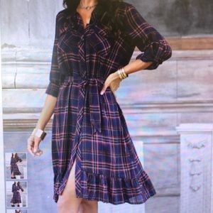 Navy and Red plaid shift dress